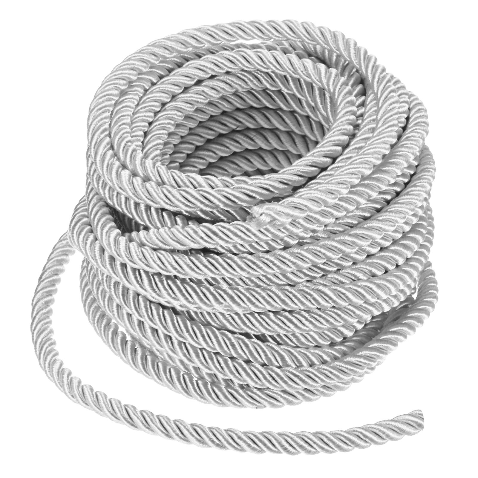 11 Yards Soft Twisted Rope Trim, 8mm White Polyester Cord for DIY Craft