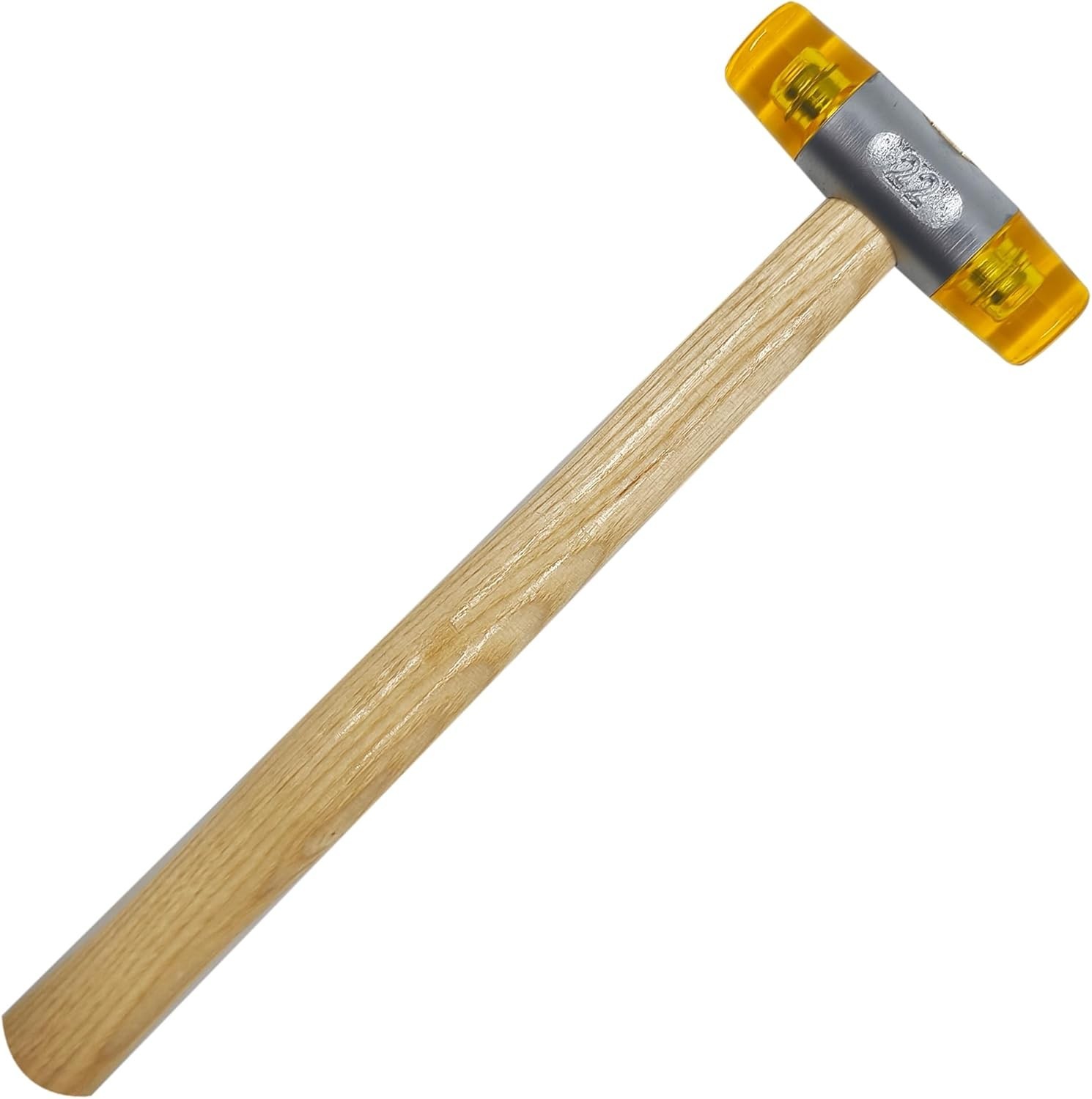 22 oz Yellow CA Plastic Nylon Rubber Mallet Wooden Handle Double Sided Hammer