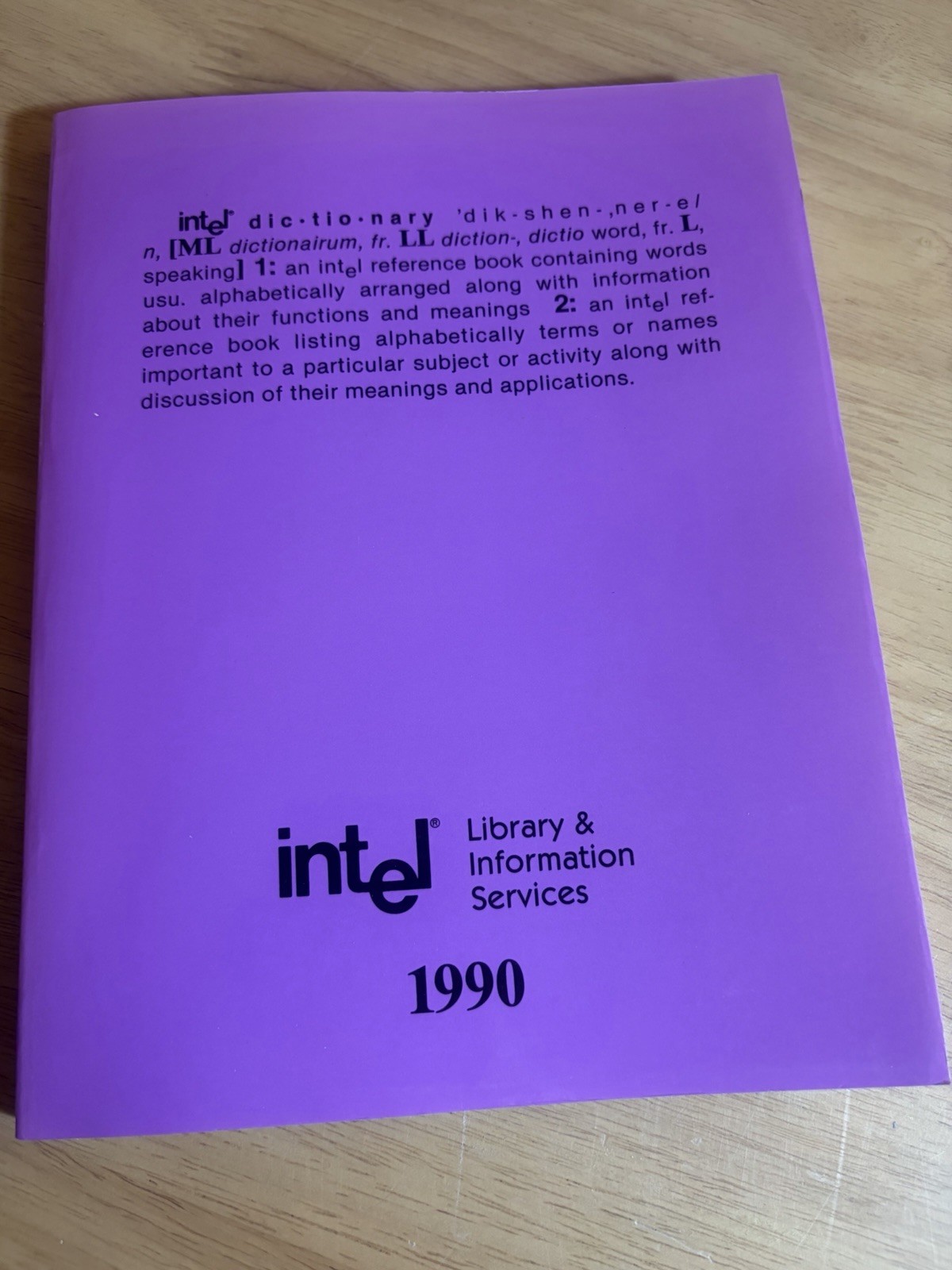 Intel Dictionary 1990 Internal Corporate Reference Manual 386 Microprocessor
