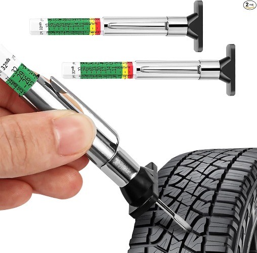 2 PCS Car Tire Tread Depth Gauge, Tire Depth Gauge with Six-Sided Color: 2 PCS