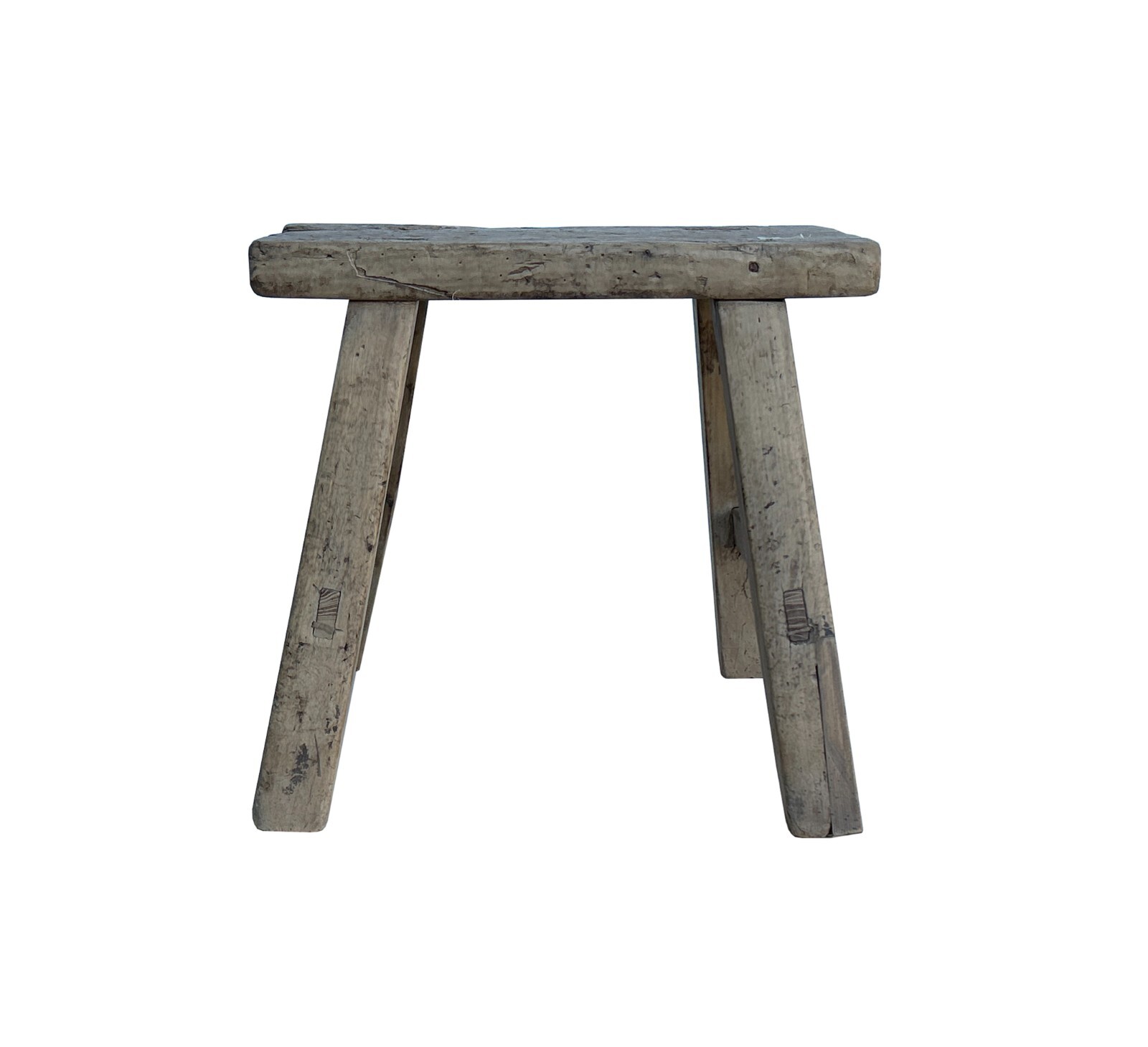 Rustic Raw Rough Wood Grain Rectangle Slim Stool Bench Side Table JK330