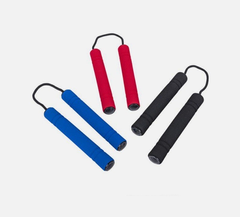 Set of 3 Foam Nunchucks Kids Ninja Karate Nunchaku Toy 8" Padded Black Red Blue