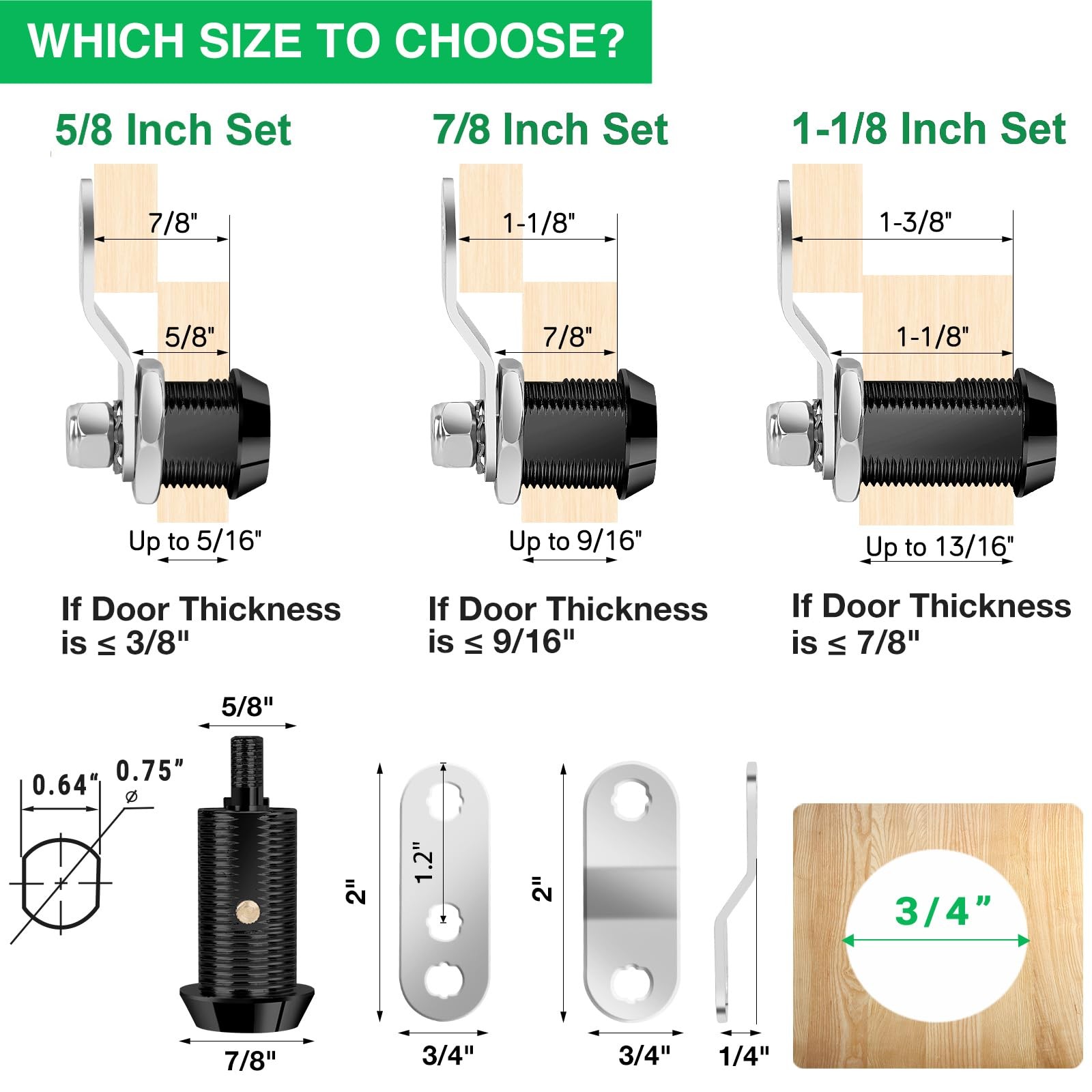 2 Pack RV Cabinet Cam Lock with Keys Storage Door Lock
