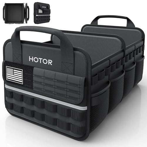 Tactical Car Trunk Organizer - Foldable Trunk Organizer for SUV Medium Black
