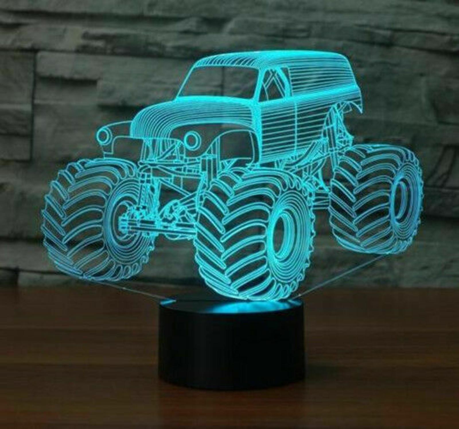New 7-Color Change Large Grave Digger Monster Tractor 3D Desk Lamp Night Light B