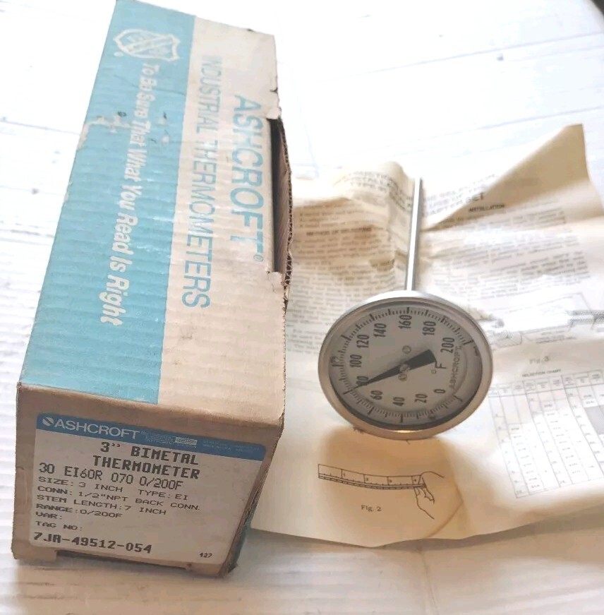 Ashcroft 30EI60R0700200F 3”BiMetal Thermometer 0-200F 1/2”NPT 30EI60R 070 0/200F
