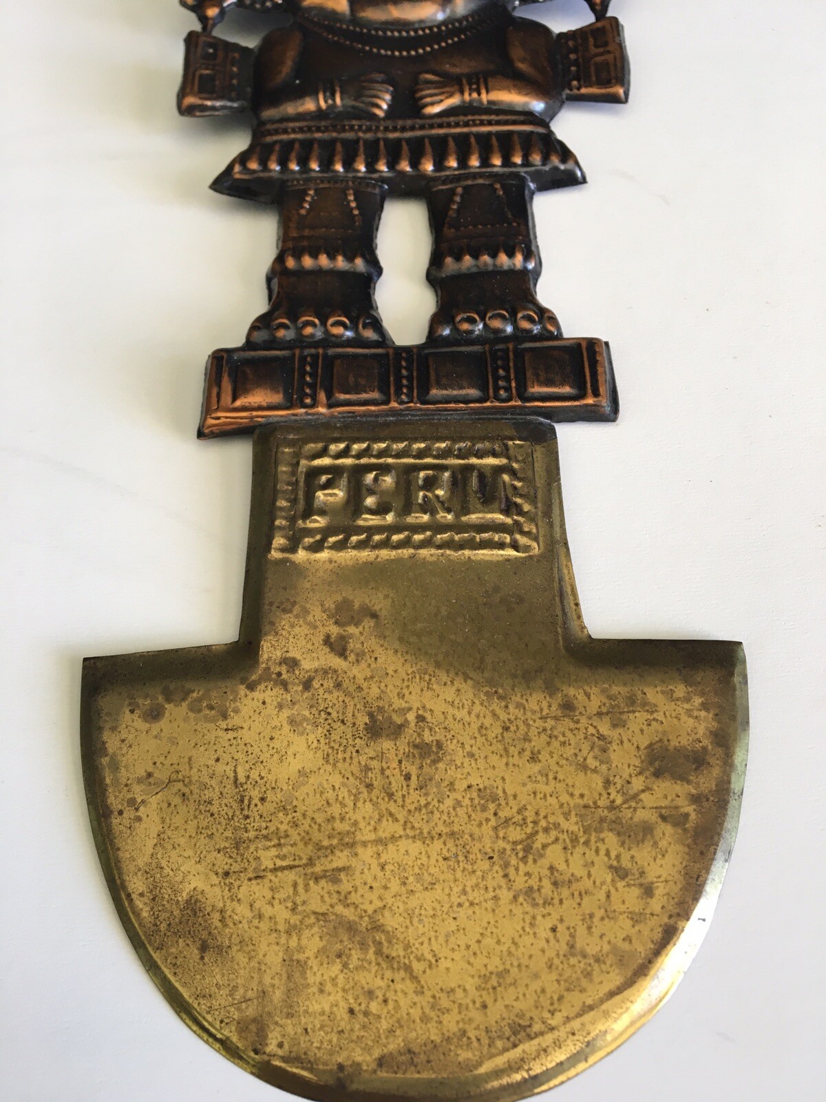 Industria Peruana Tumi Ceremonial Knife Copper Brass Wall Decor 12"