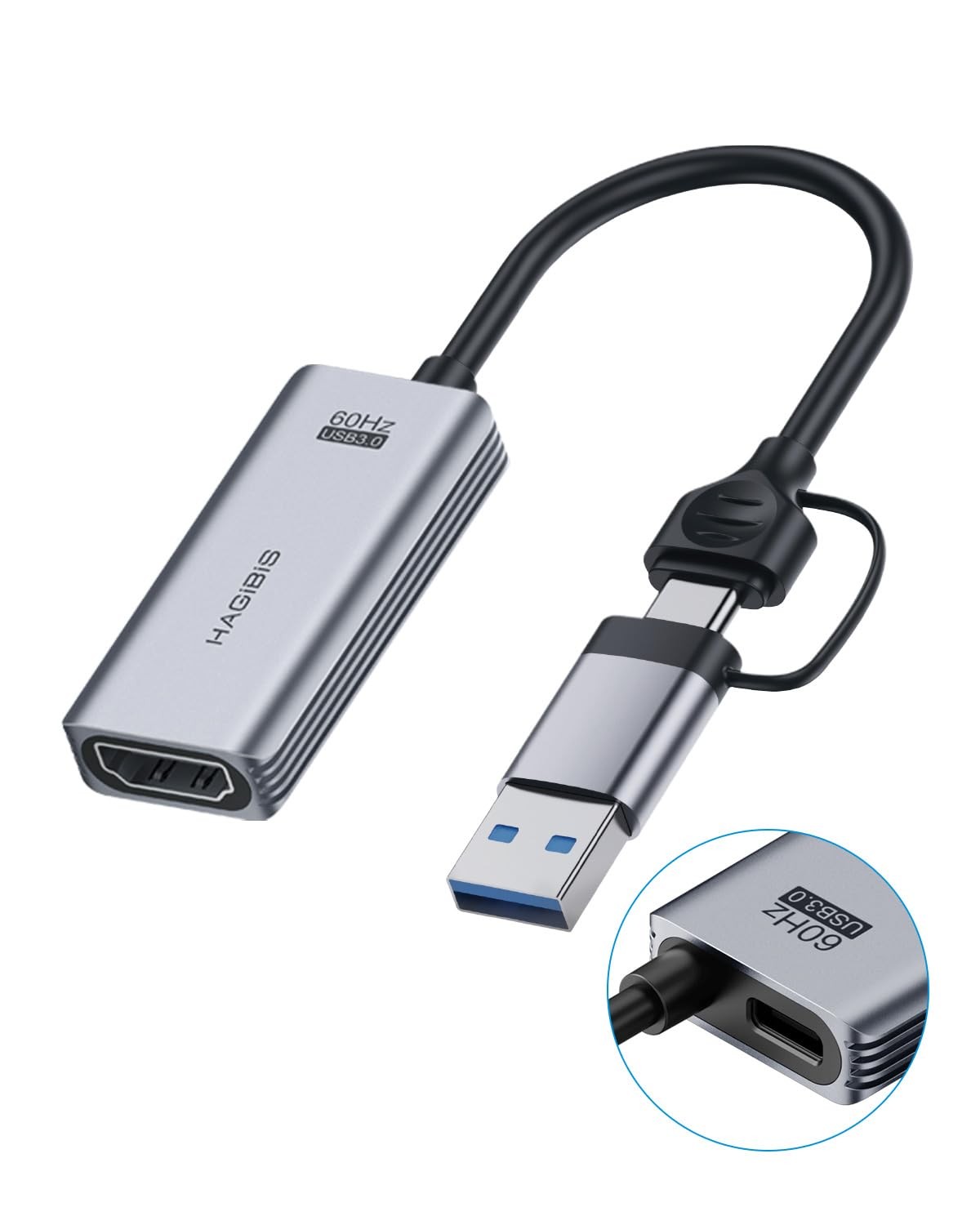 Hagibis USB3.0 Video Capture Card with 100W PD HDMI to USB/USB Small, UHC07P