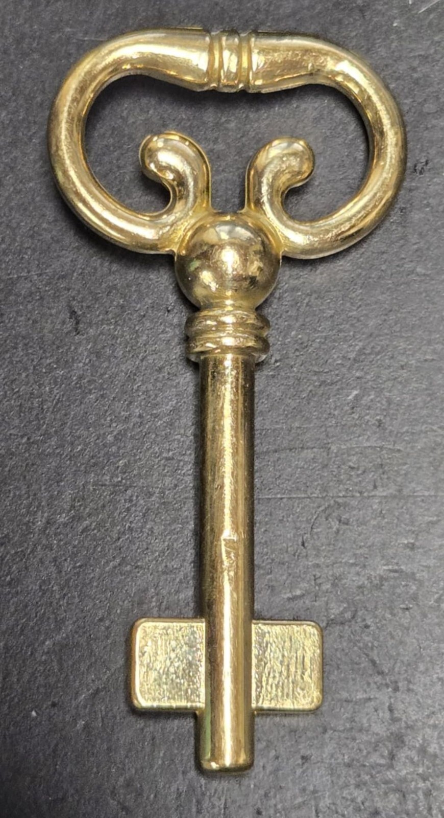 Solid Brass Blank Key Roll Top Desk Lock Polished Skeleton Antique vintage retro