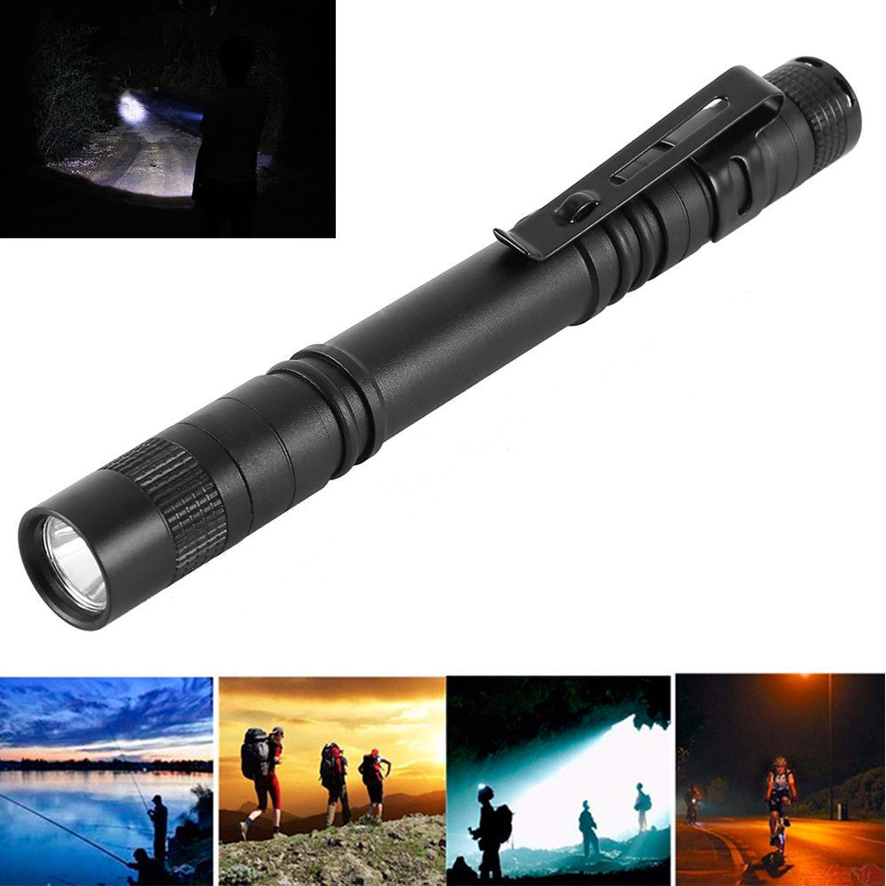 10PC Lot LED Flashlight Clip Mini Light Penlight Portable Pen Torch Lamp