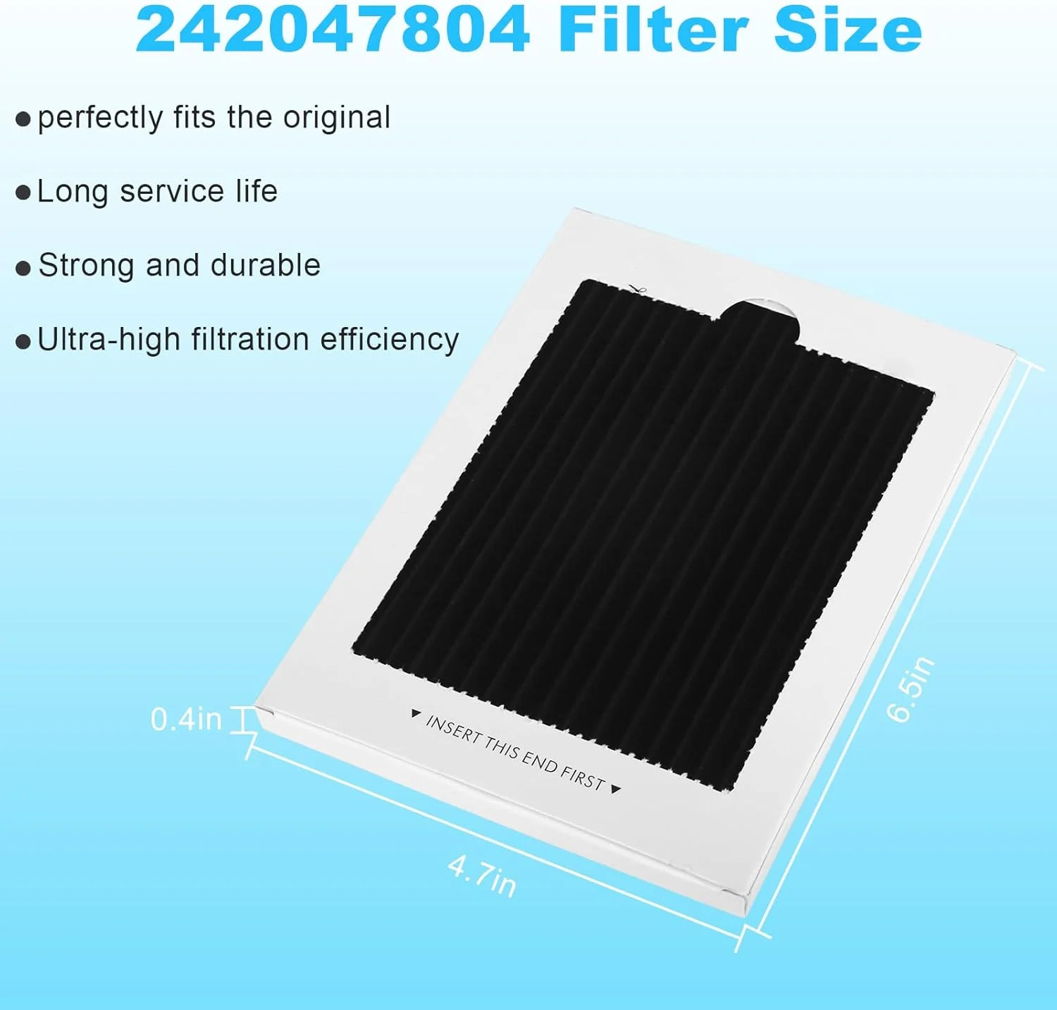6-Pack Premium Refrigerator Air Filter Replacement, Carbon Activated Filter Comp