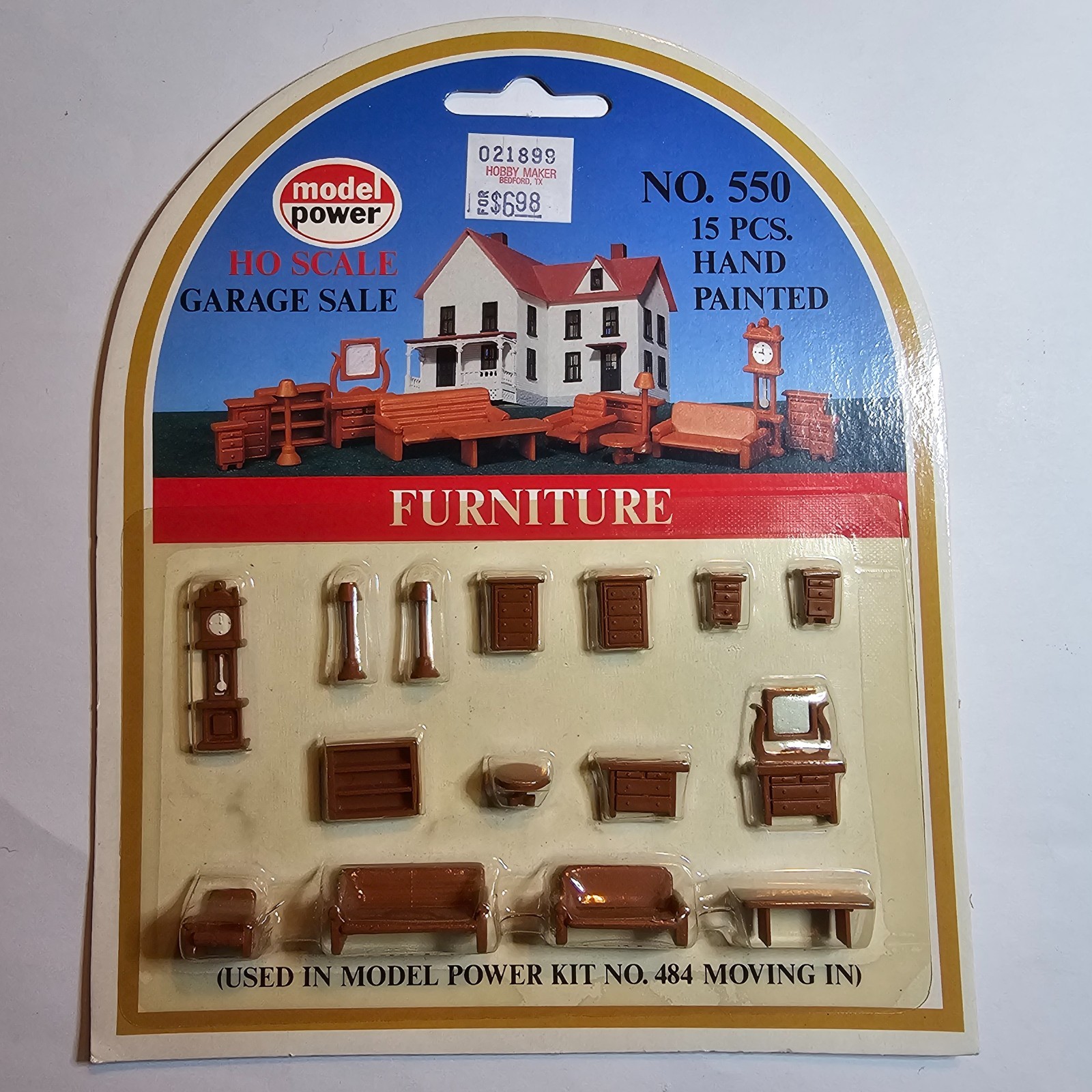 Vintage Model Power 550 HO Scale Garage Sale Furniture 15pc Hand Painted NOS