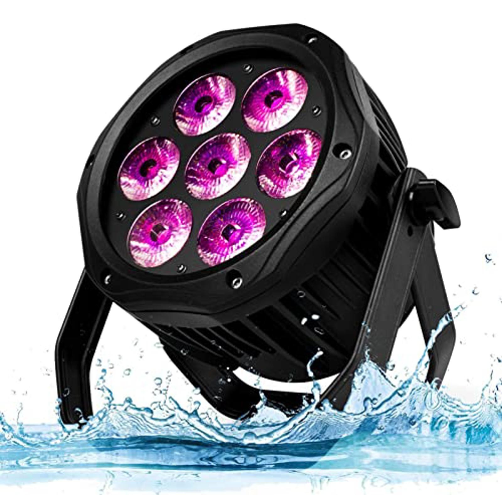 Outdoor LED Par Lights - IP65 Waterproof 7x18W RGBWA+UV DMX512 DJ Stage Lighting