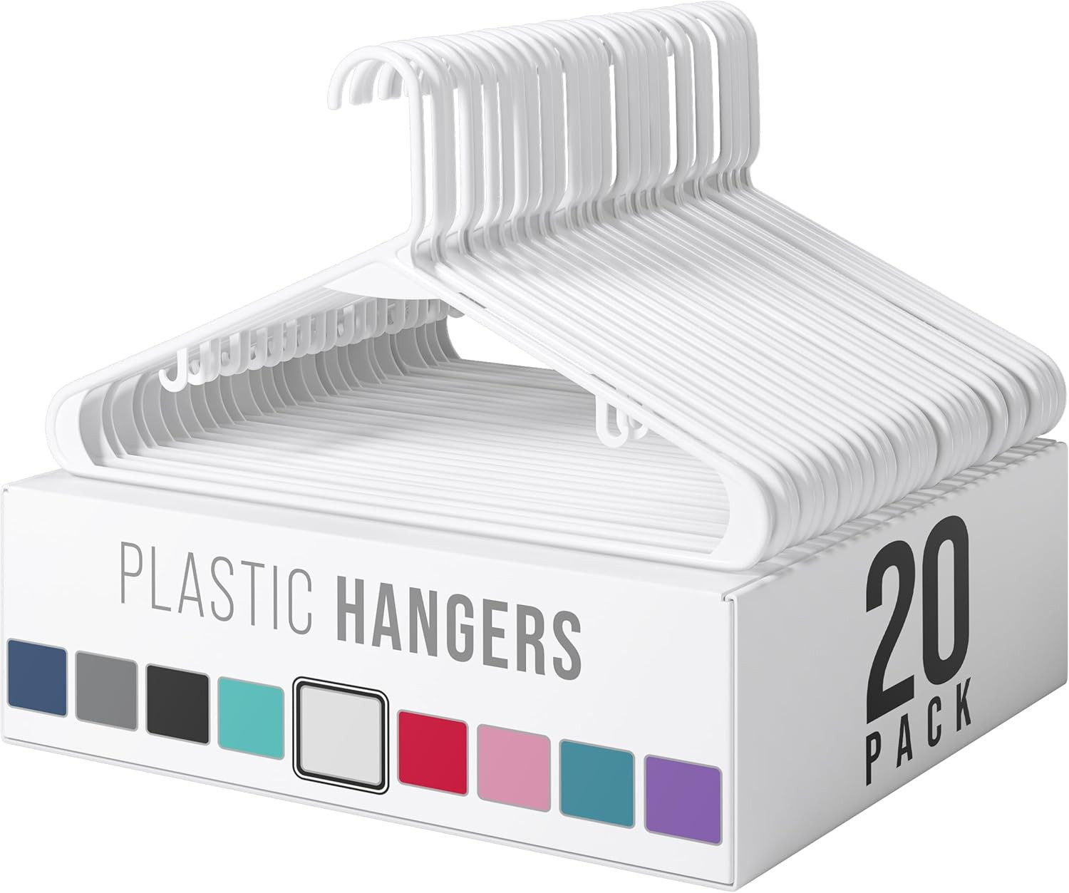 Plastic Hangers 20 Pack White - Clothes Hangers -Colgar Ropa Hangars