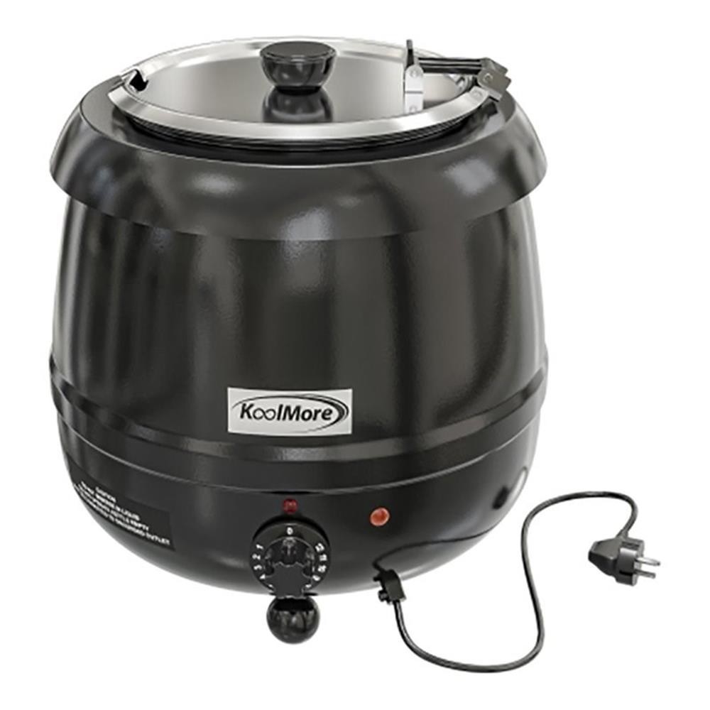 Pemberly Row Metal Soup Kettle Warmer with Hinged Lid and Removable Pot in Black