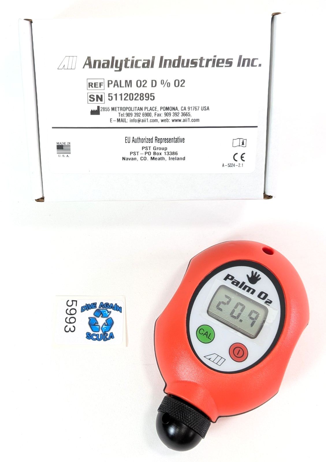 Analytical Industries Palm O2 Remote Handheld Oxygen / Nitrox Analyzer 0-100% 02
