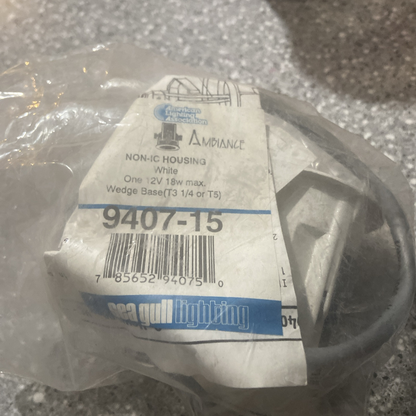 American lighting association 9407-15 non-ic housing white one 12v