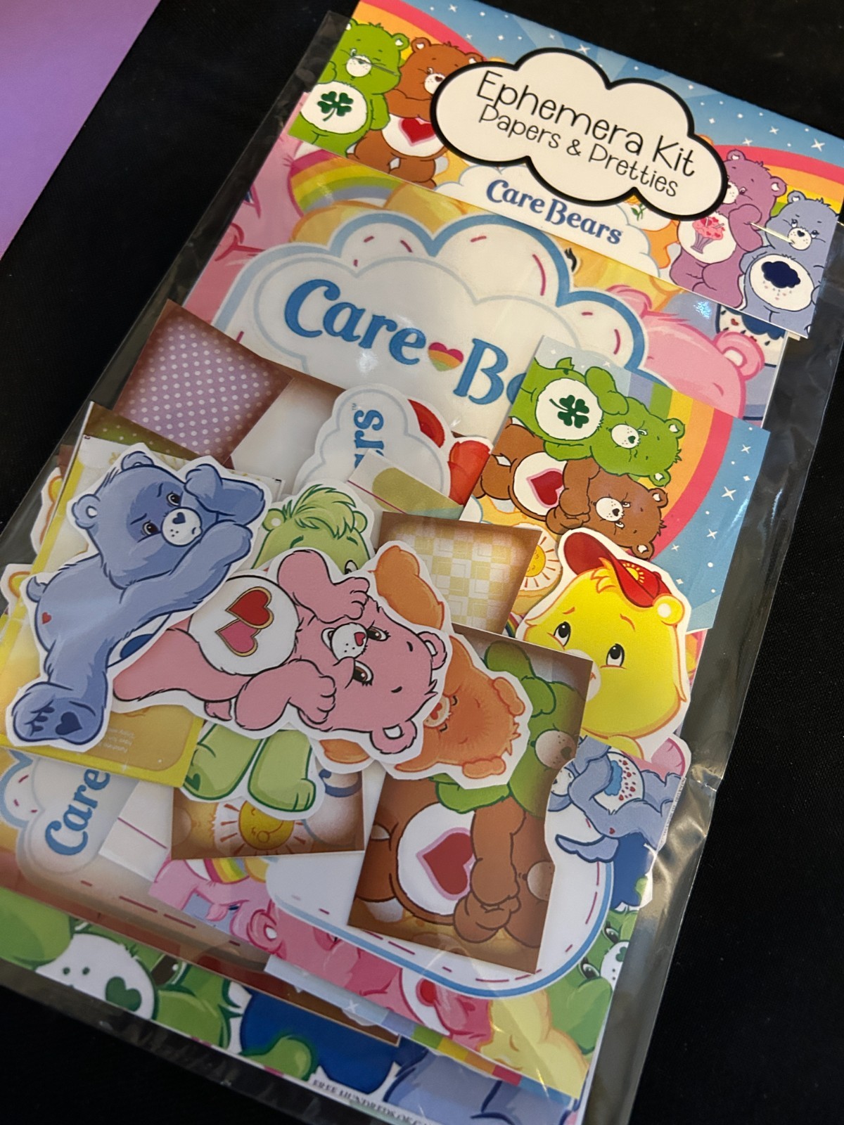 30+ Piece CARE BEARS  Junk Journal  Ephemera Kit papercrafts mixedmedia