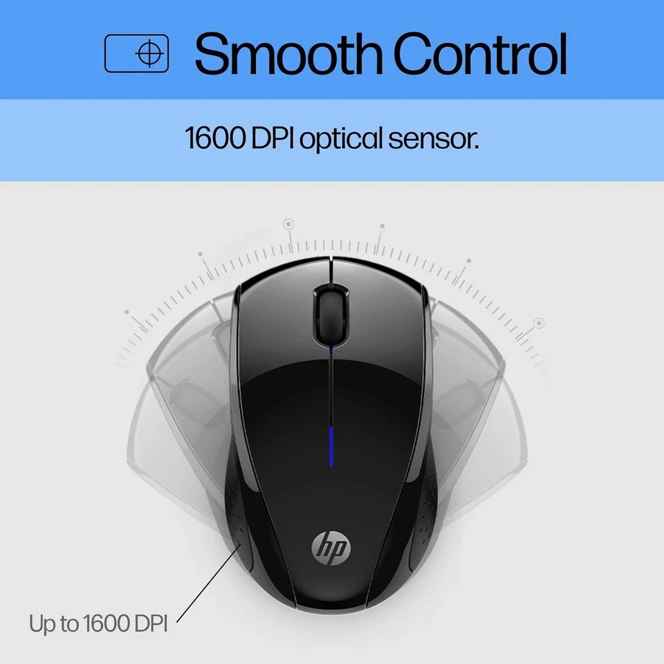 HP - X3000 G3 Wireless Optical Ambidextrous Mouse - Wireless - Jet Black