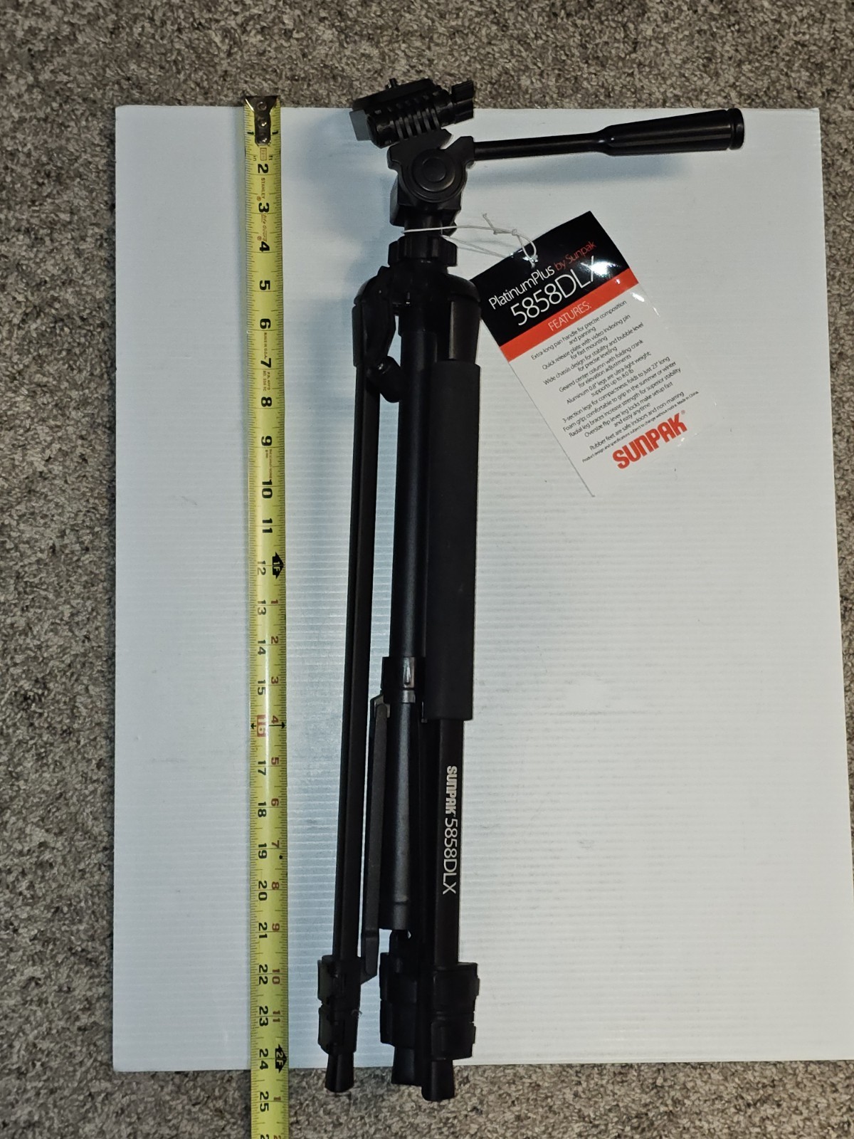 Sunpak Platinum Plus 5858DLX Tripod 58 Inch-NEW-OPEN BOX.