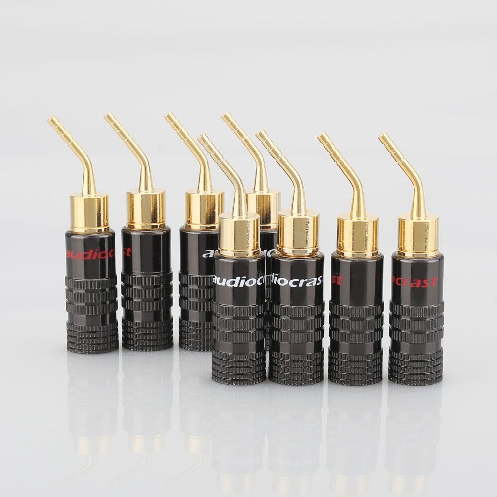 8PCS 2mm Banana Plug Gold Plated Speaker Cable Pin Wire Screws Lock Connector