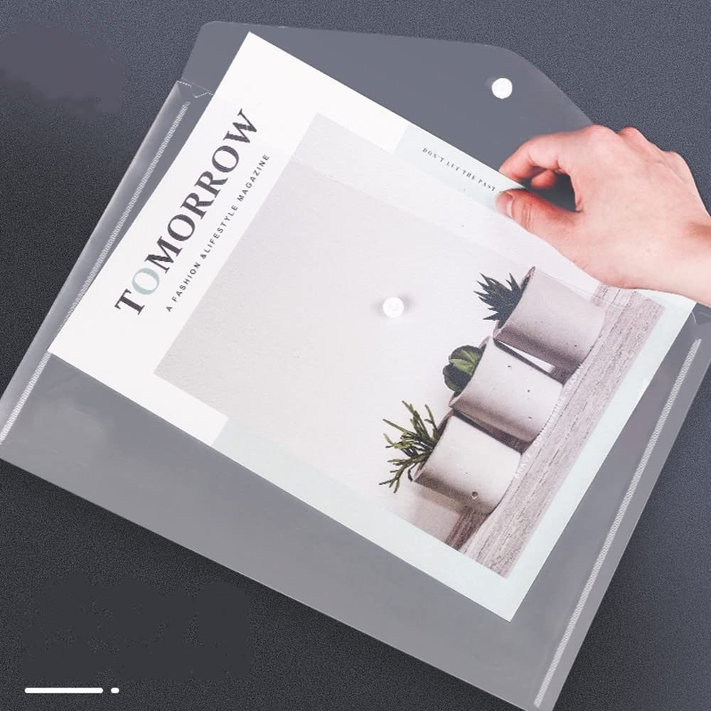 Poly Envelope 12 Pcs Document Envelopes with Snap Button Quality Clear Docume...