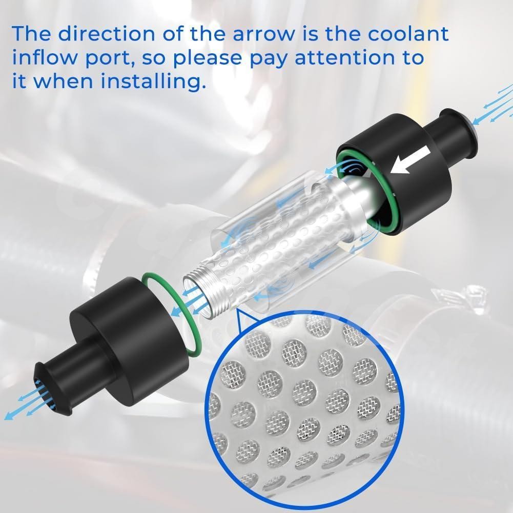 2x 5/8" Universal Filter Inline Heater Core Coolant Filter and Inspection System