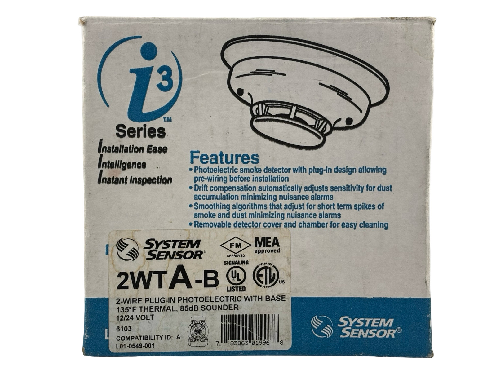 System Sensor 2WTA-B Two Wire Plug In Photoelectric Smoke Detector NEW