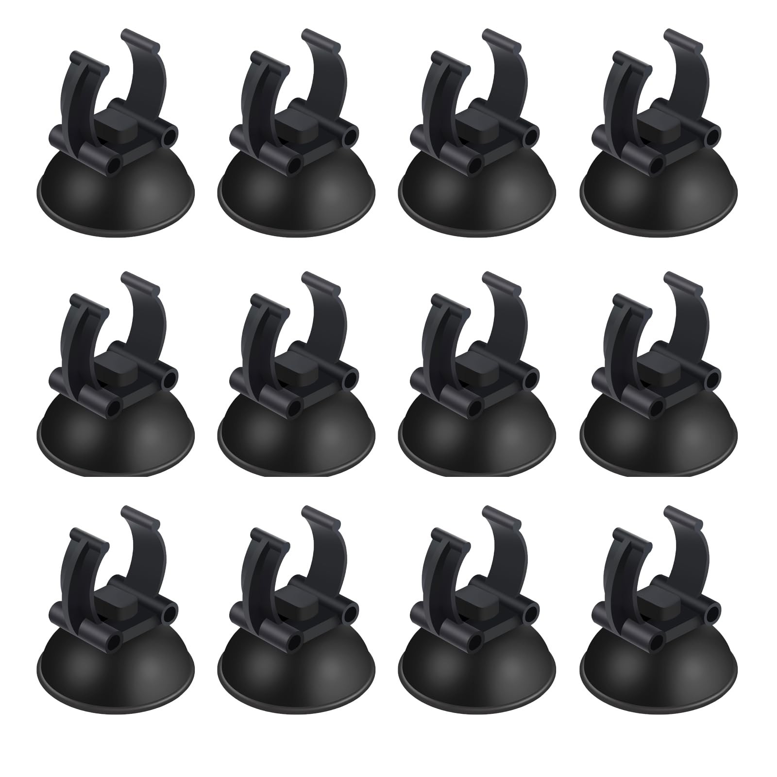 AQUANEAT 12 Pack Aquarium Suction Cups with Clip Black,for 1" 0.9inch