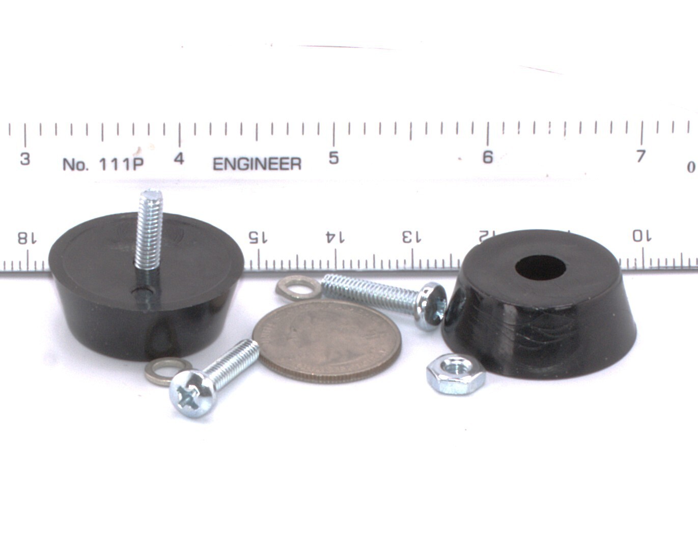 1-1/4" Diameter x 1/2" Tall TPR Rubber Feet w Screws Anti Vibration Mounts