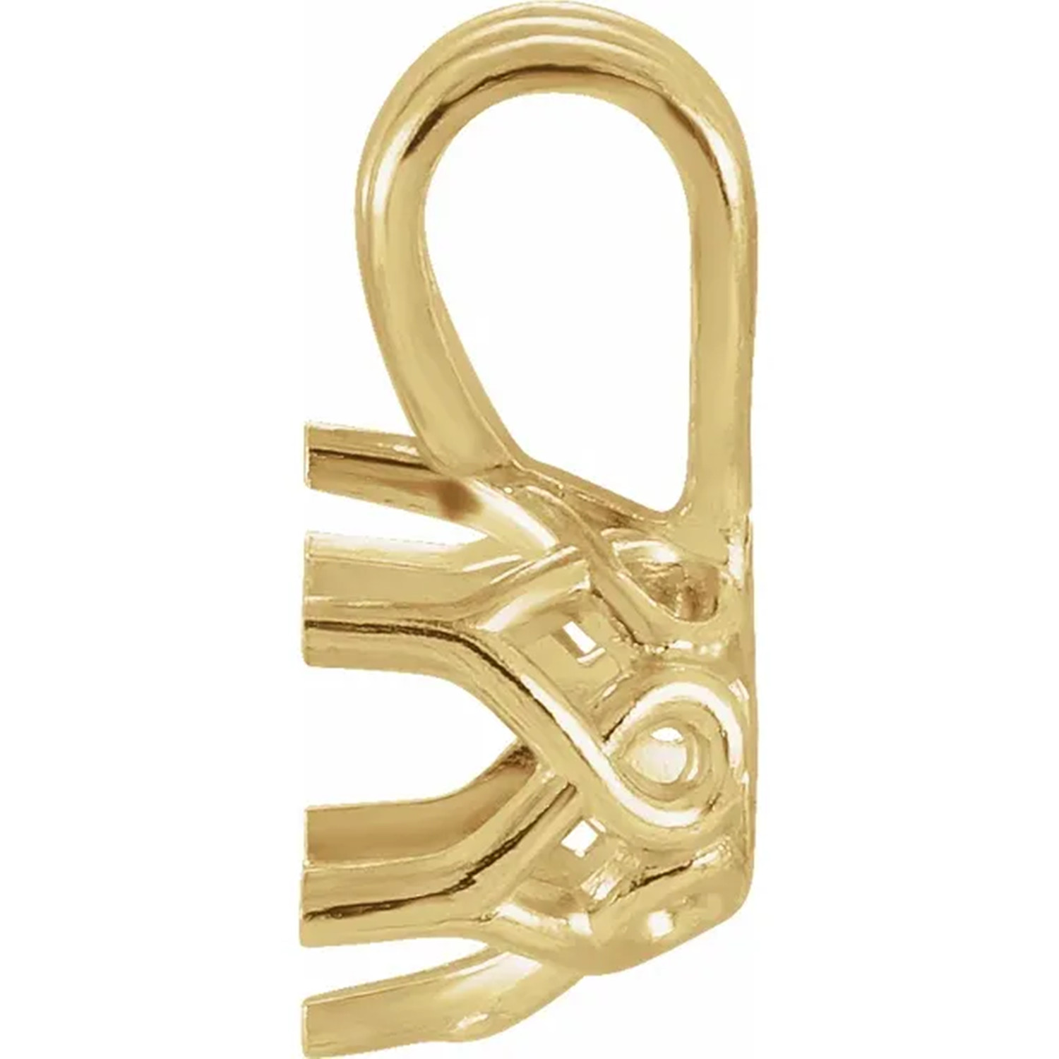 Round Cut Pendant Mounting 14K Solid Yellow Gold 6 Prong Crown Designed Setting