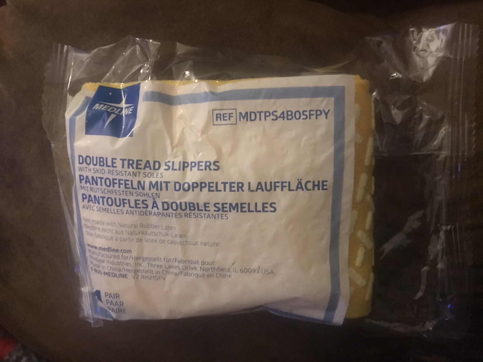 Medline Medical Socks Double Tread Slippers Skid Resistant Sz XL X-Large Yellow
