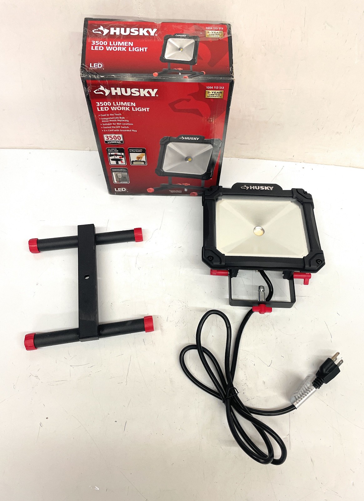 Husky 3500 Lumen Portable LED Work Light with Black Stand, 1004113513