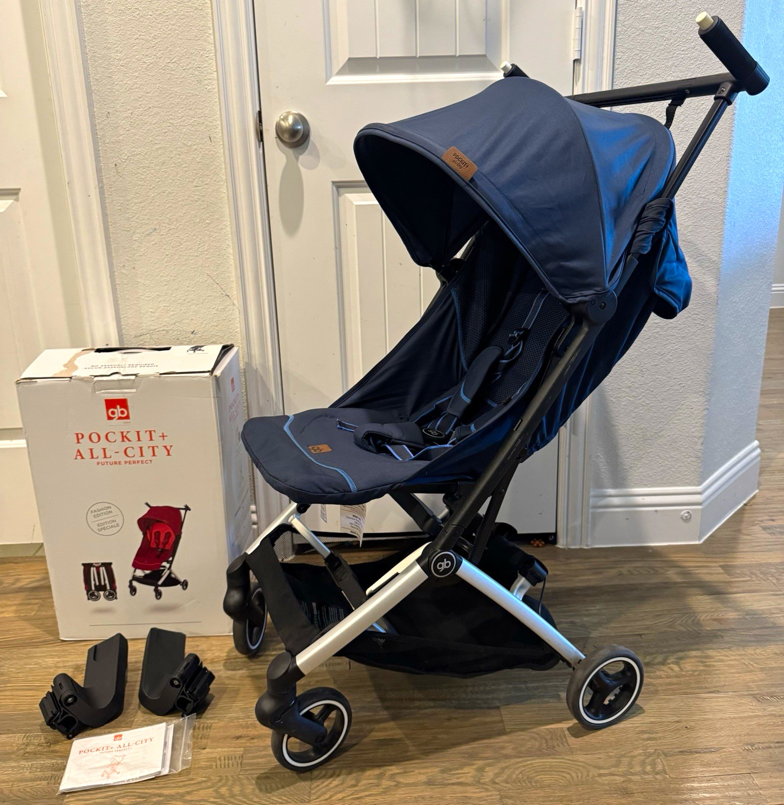 gb Pockit+ All-City Lightweight Single Stroller Blue Five-Point Harness