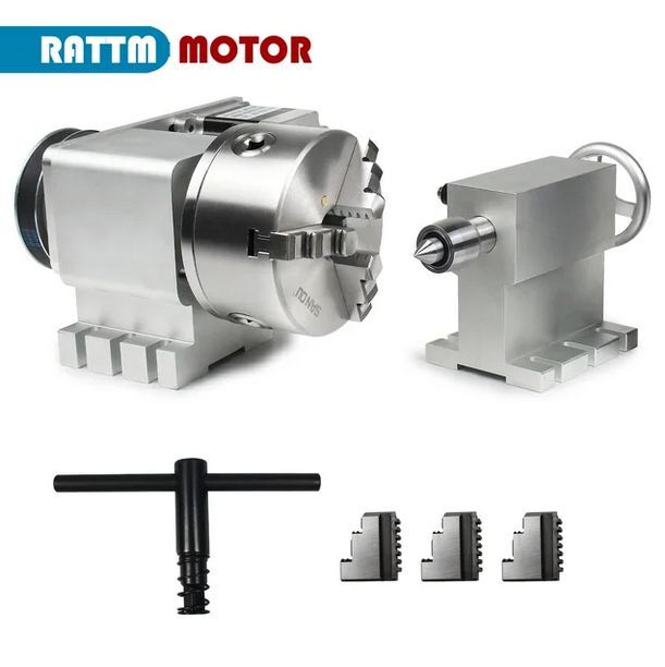 CNC 4th A Rotary Axis kit 3 Jaw K11-130mm Chuck Ratio 4:1 With 100mm Tailstock