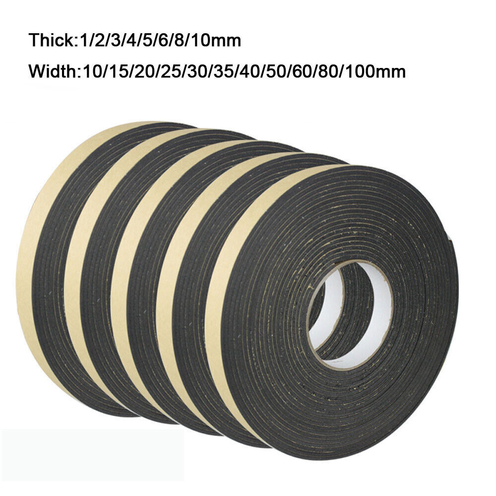 Thick 1-10mm Rubber Self Adhesive Sponge Strip EVA Foam Seal Tape Width 10-100mm
