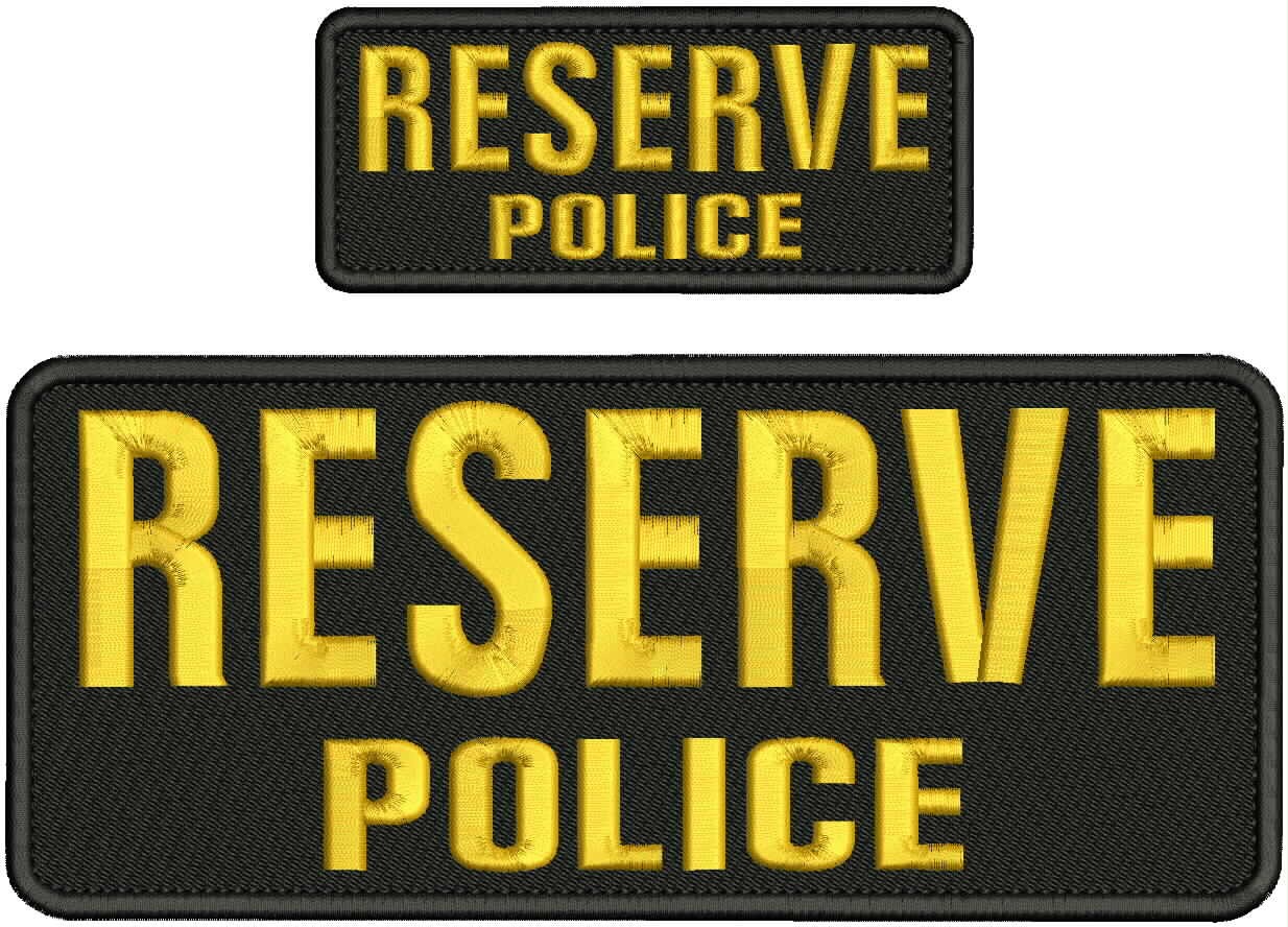 Reserve POLICE EMBROIDERY PATCH 4X10 AND 2X5 HOOK ON BACK Gold on Black