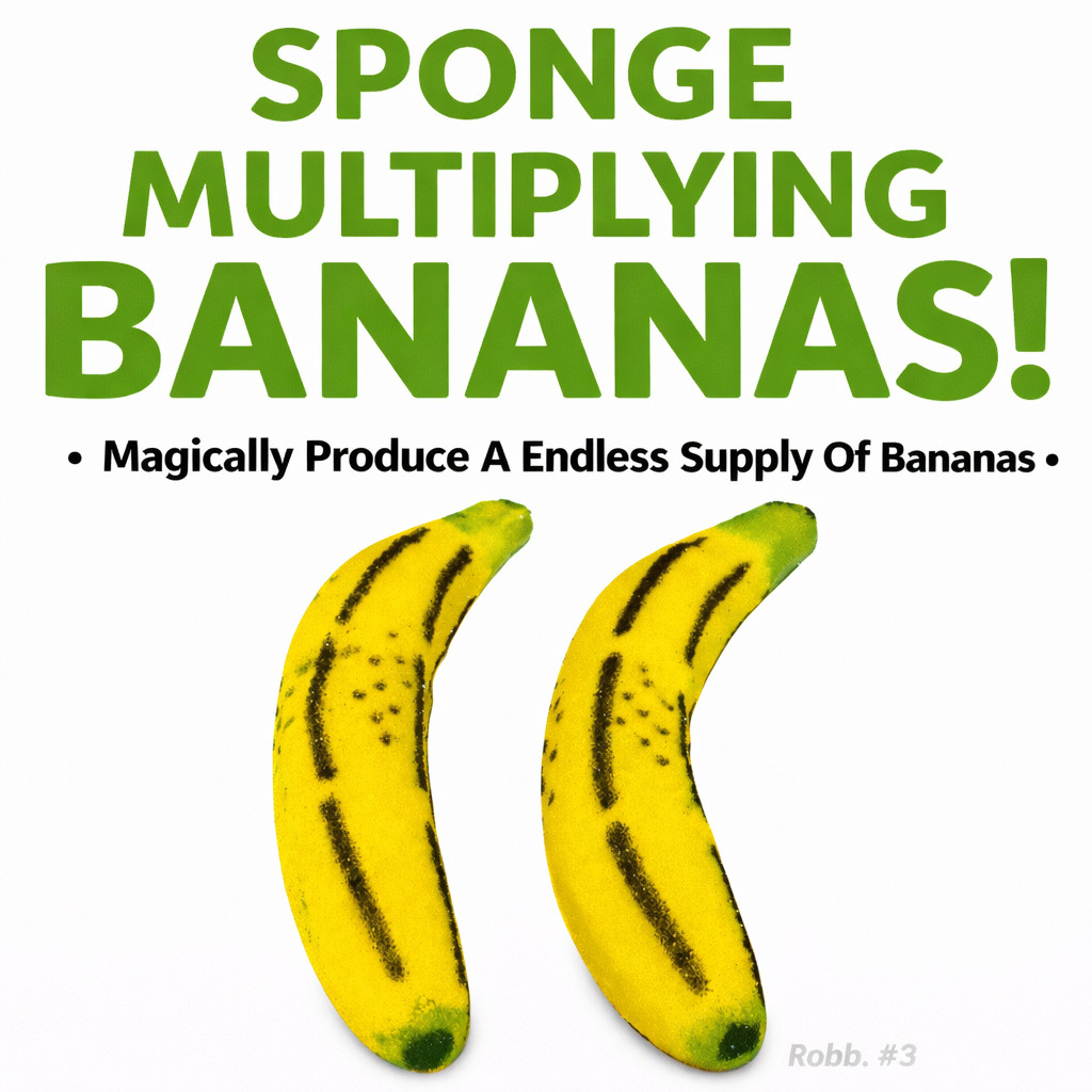 MULTIPLYING SPONGE BANANAS 2 Foam Magic Trick Clown Fruit Funny Stage Comedy Set