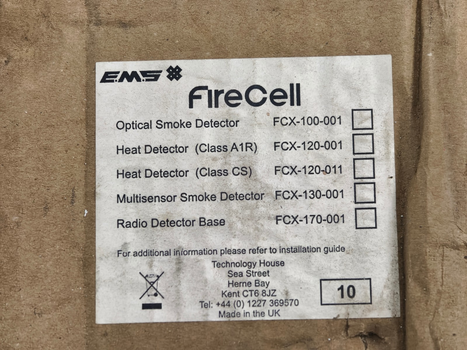 EMS FCX-177-001 Optical Smoke Detector Fire Cell