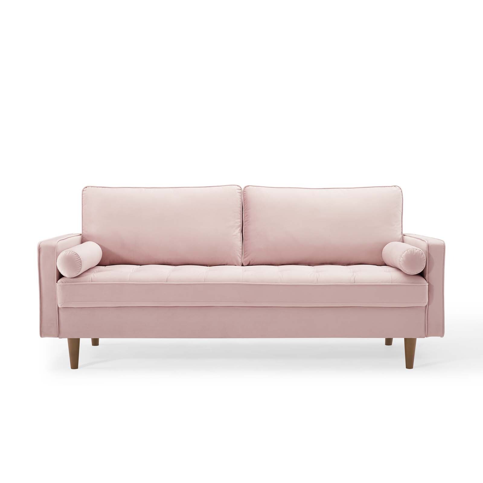 Modway Valour Performance Velvet Upholstered Tufted Sofa In Pink