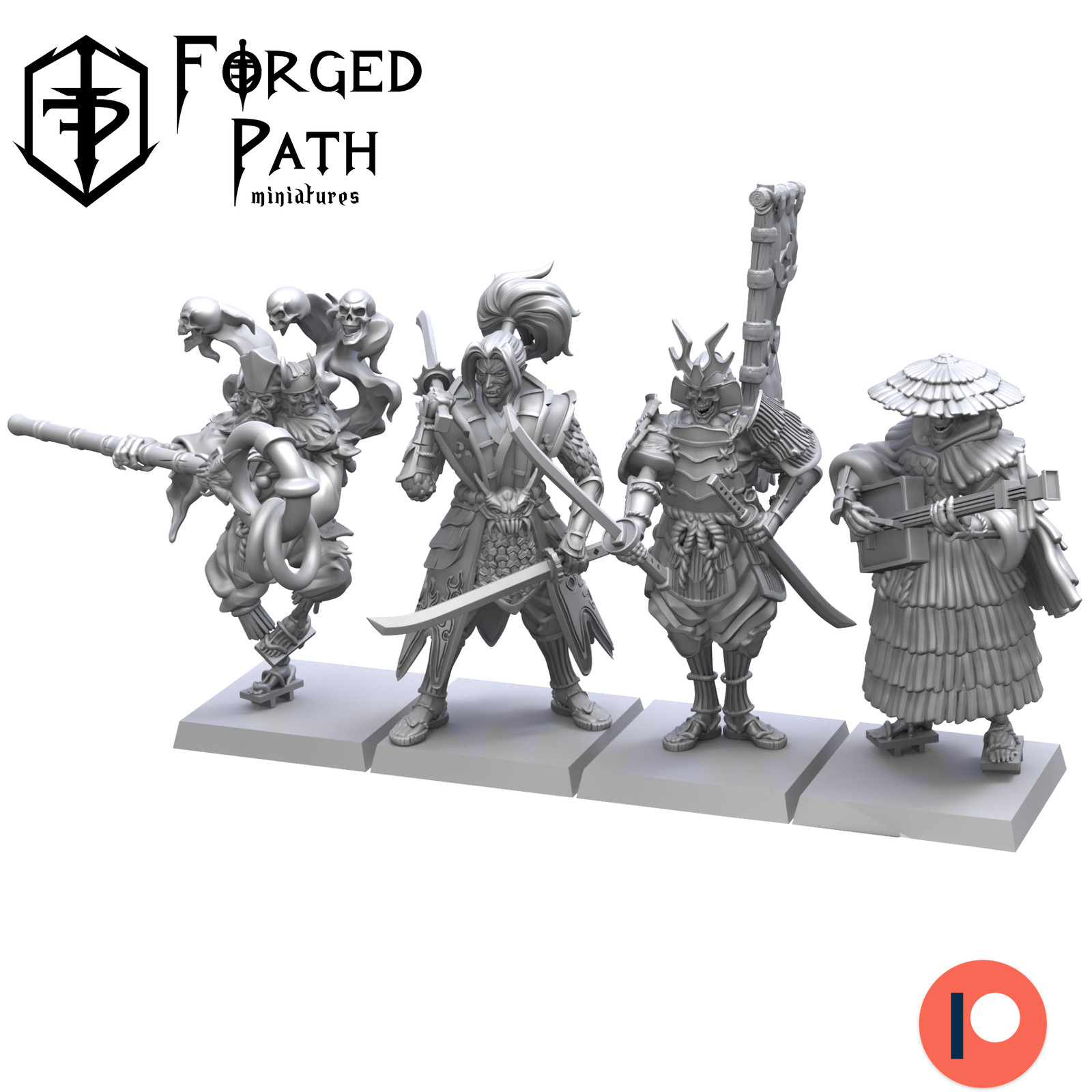 Samurai Vampire, Wargaming Fantasy Undead Skeleton Japanese Samurai Miniatures