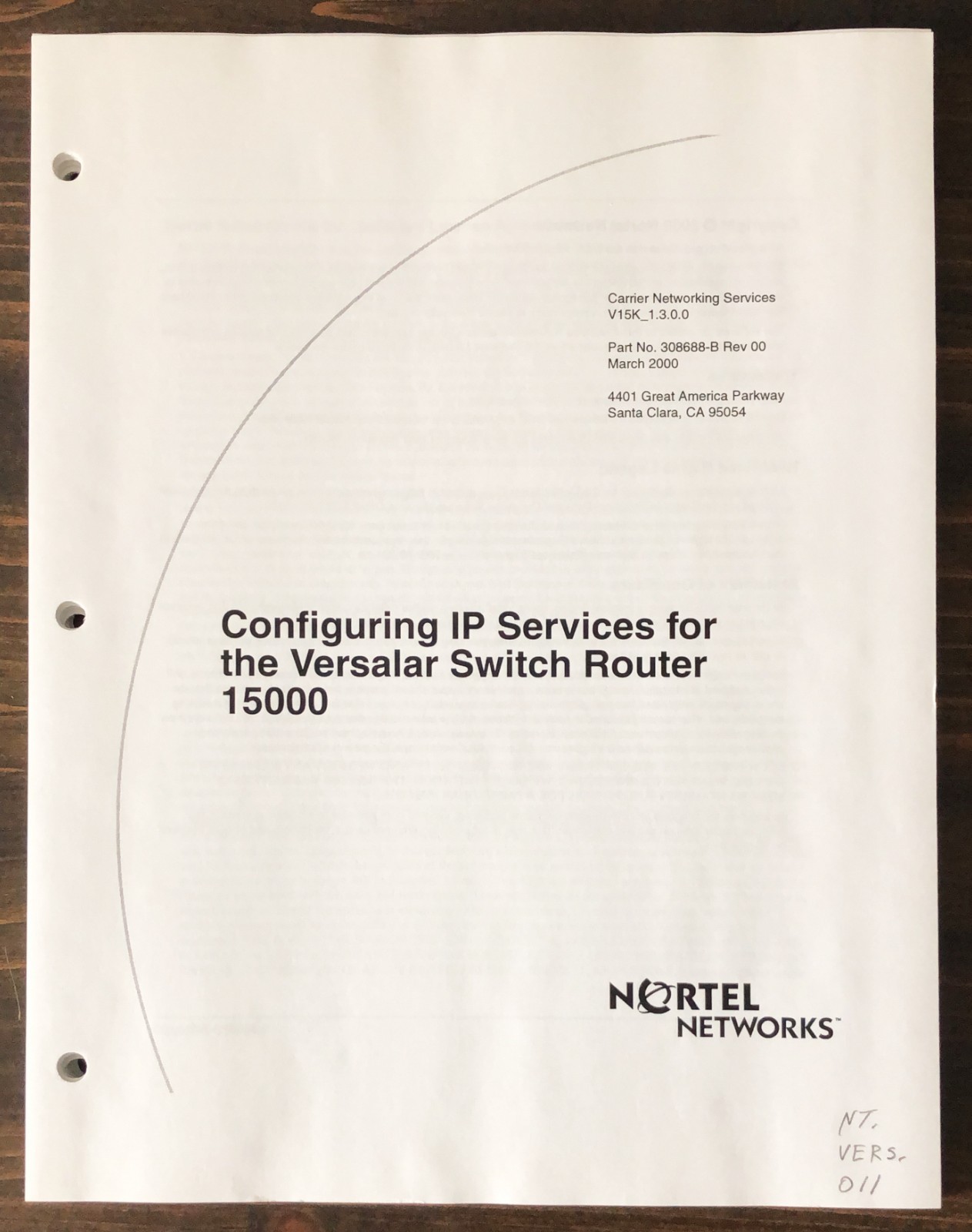 Nortel Networks - Configuring IP Services - Versalar Switch Router 15000 (2000)