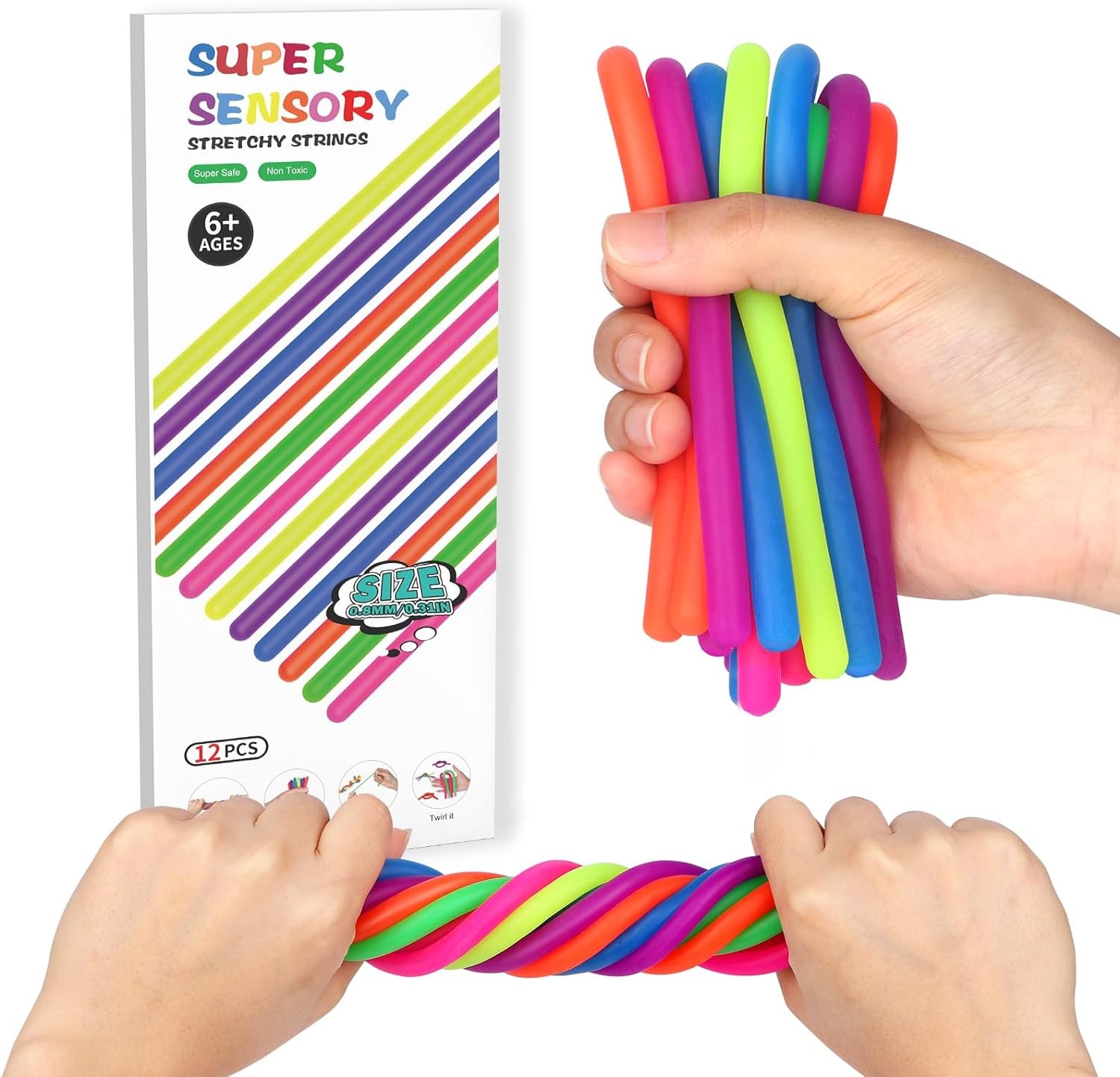 12 Pcs Sensory Toys for Kids,Fidget Stretchy Strings Stress, Anxiety,...
