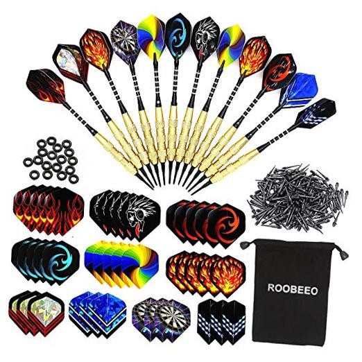 ROOBEEO Soft Tip Darts 12 Pcs 18g Plastic Tip Darts Set with Brass Steel