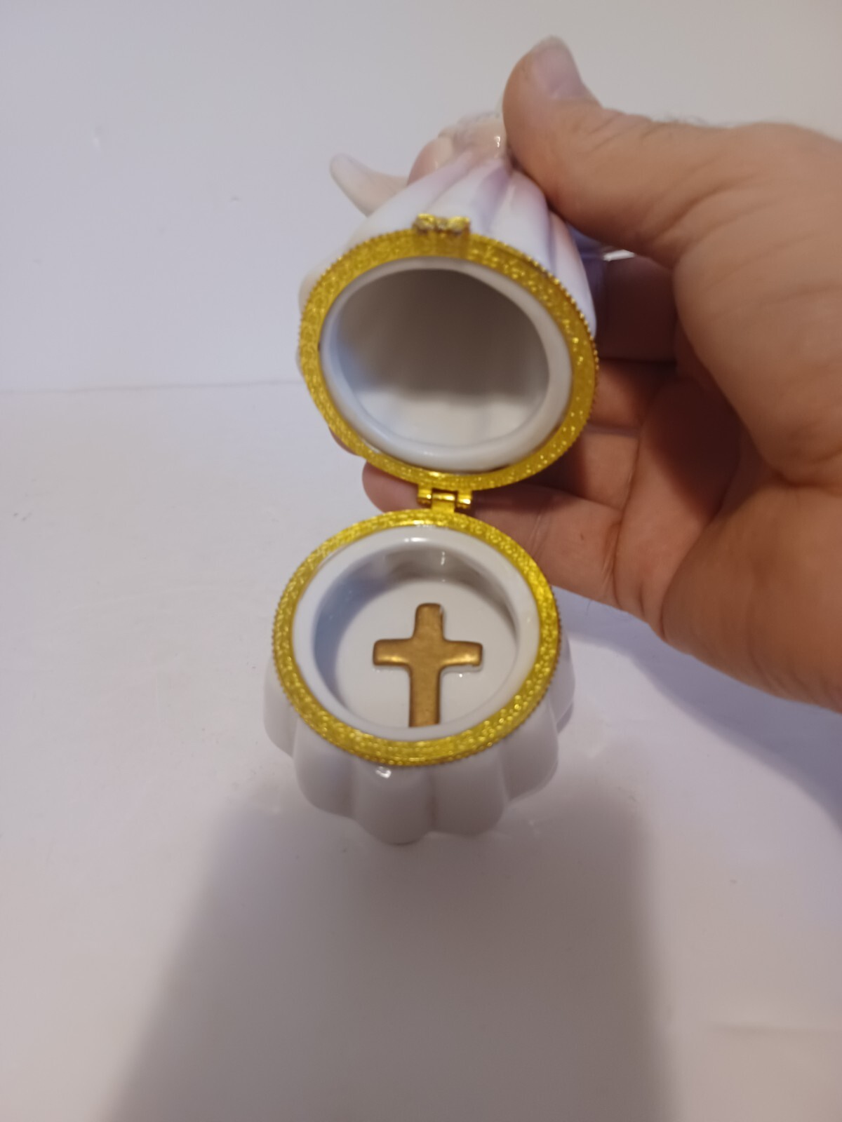 Angel w/Harp Trinket Ring Hinged Box