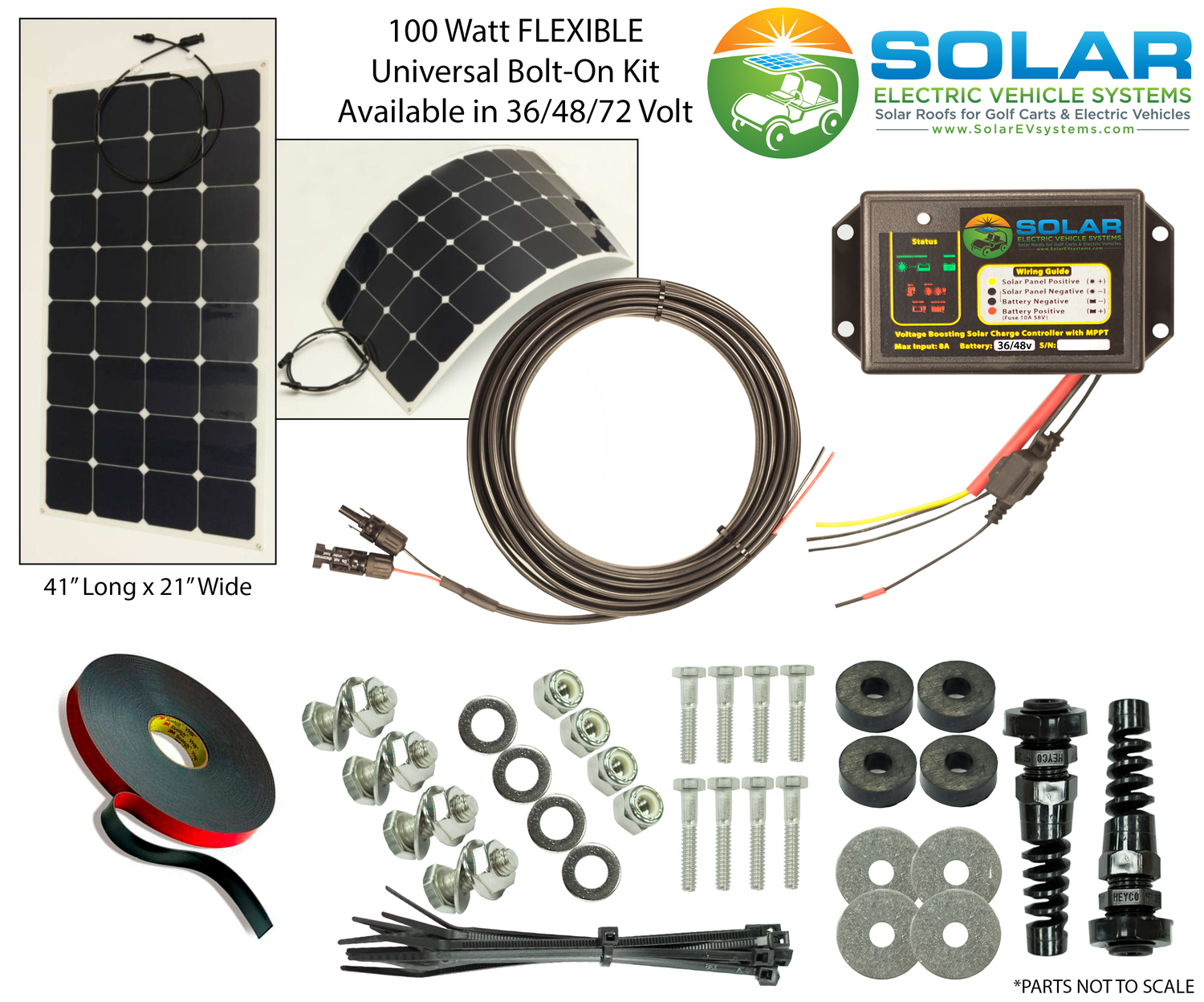 EZ-GO Solar Charging Kit 100w EZGO TXT 36v / 48v Charger MPPT Power Easy Install
