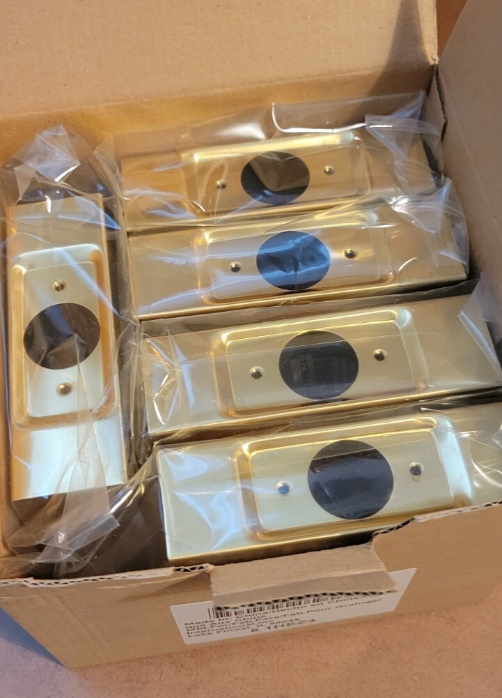 Door Reinforcer Protector Plate Brass 2-3/8 in Backset 5 Pack
