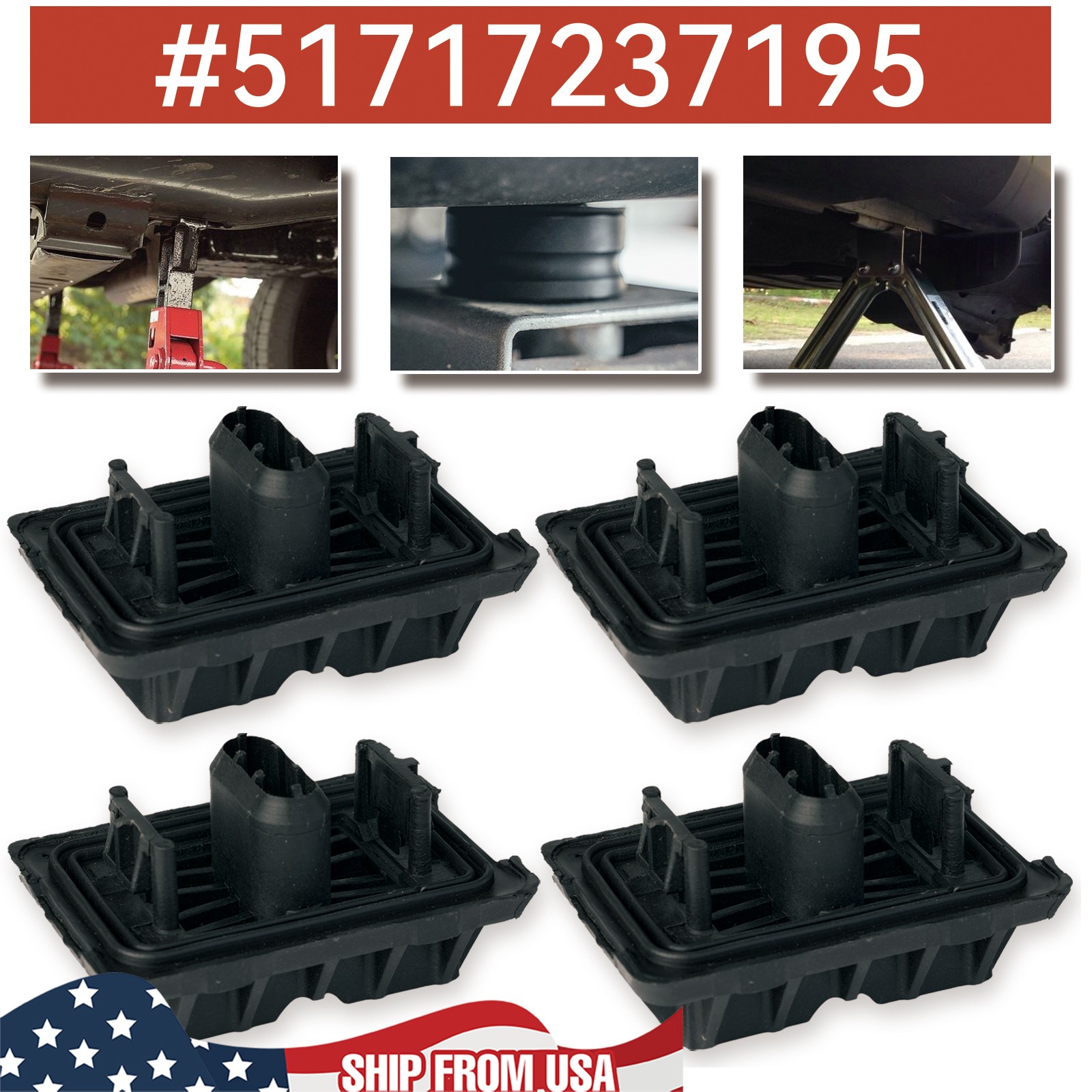 4pcs for BMW E87 E82 E84 E90 E91 F07 F10 F01 F02 F03 Jack Point Pad 51717237195