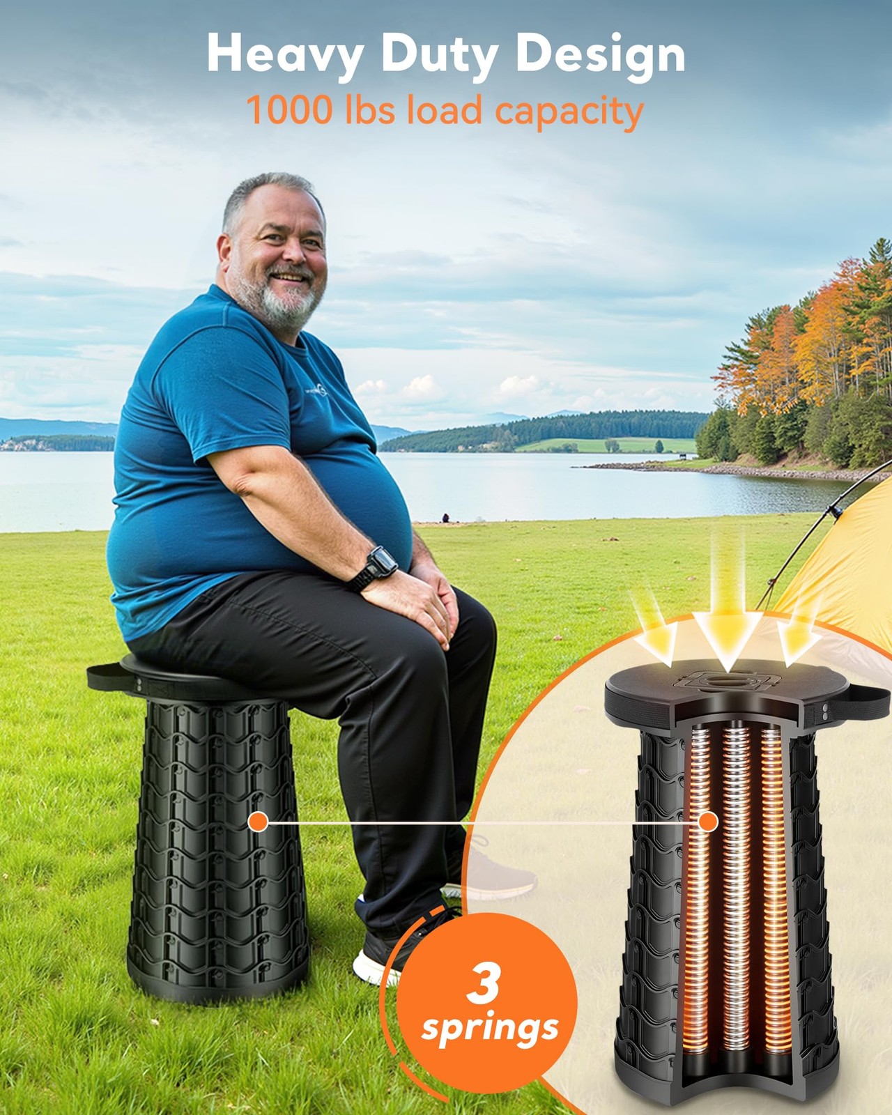 imodomio Portable Folding Stool Black