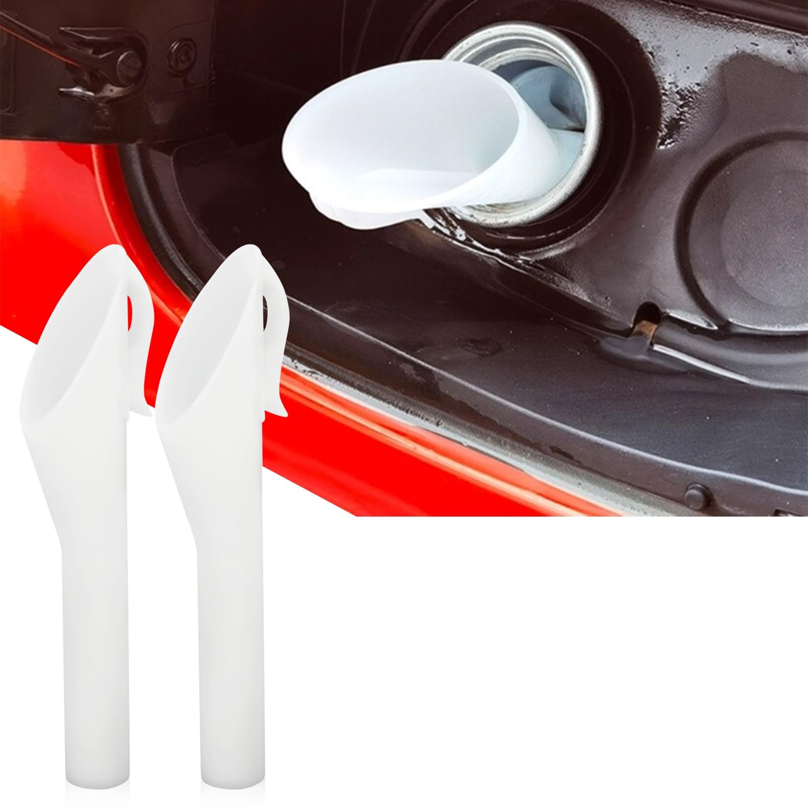 SamWinGear Capless Gas Tank Funnel 2PCS Fuel for Automotive Use White